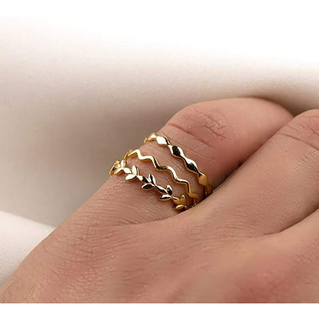 Gold Dainty Evil Eye Rings Mountain Ring Stackable Ring Open Wrap Ring CZ Eternity Bands for Women